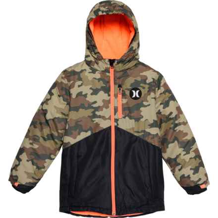 Hurley Big Boys Snowboard Jacket - Insulated in Green Camo