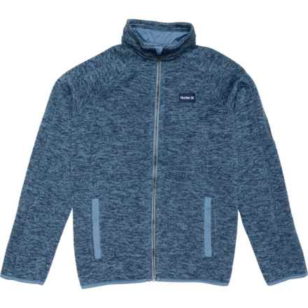 Hurley Big Boys Sweater-Knit Full Zip Shirt in Midnight Blue