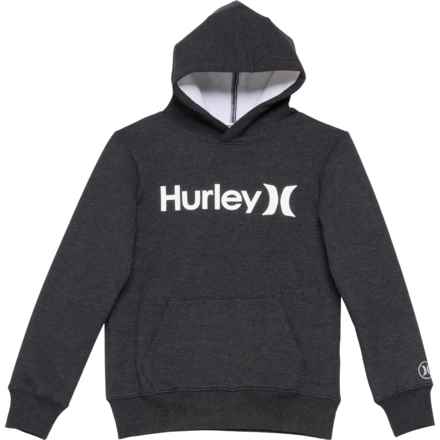 Hurley Big Boys Sweater Knit Hoodie - Fleece Lined in Black Heather White Lettering