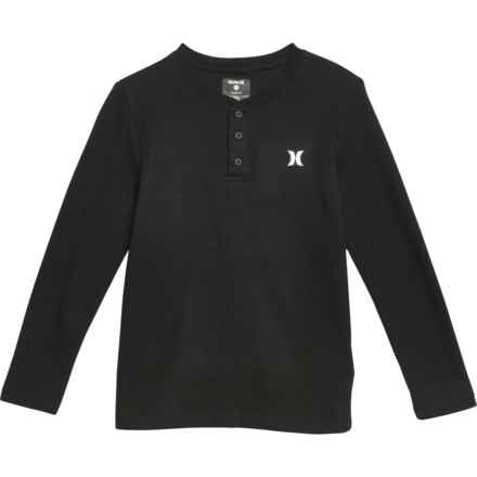 Hurley Big Boys Thermal Henley Shirt - Long Sleeve in Black