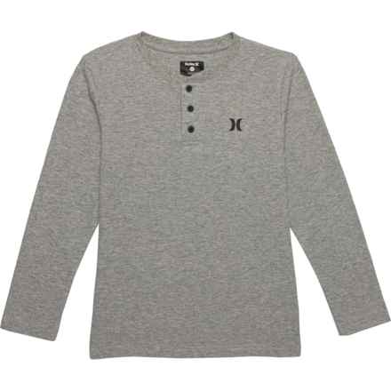 Hurley Big Boys Thermal Henley Shirt - Long Sleeve in Dk Grey Heather