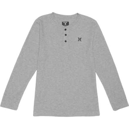 Hurley Big Boys Thermal Henley Shirt - Long Sleeve in Dk Grey Heather