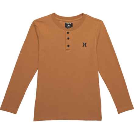Hurley Big Boys Thermal Henley Shirt - Long Sleeve in Muted Bronze