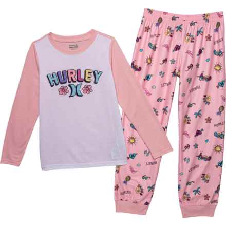 Hurley Big Girls Beach Pajamas - Long Sleeve in Medium Soft Pink