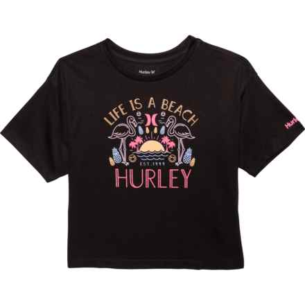 Hurley Big Girls Graphic Crop T-Shirt - Short Sleeve in Black
