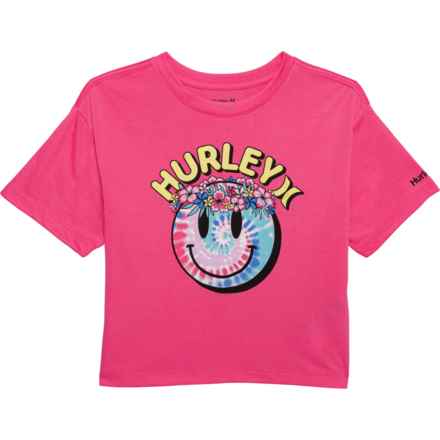 Hurley Big Girls Graphic Crop T-Shirt - Short Sleeve in Hyper Pink
