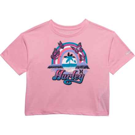 Hurley Big Girls Graphic T-Shirt - Short Sleeve in Pink - Closeouts