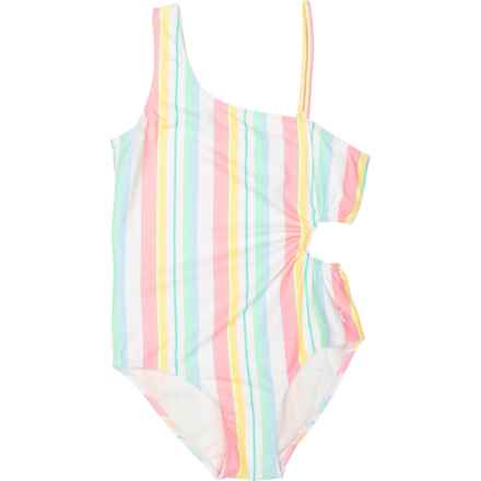 Hurley Big Girls Mixed Media One-Piece Swimsuit in Pale Ivory / Multi