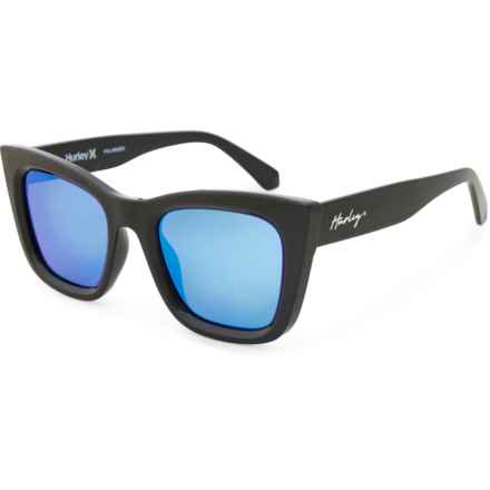Hurley Bold Angular Cat Eye Sunglasses - Polarized Mirror Lenses in Mint/Blue/Green Mirror