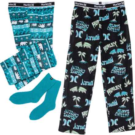 Hurley Boys Pajama Pants and Socks Set - 3-Piece in Cyber Teal