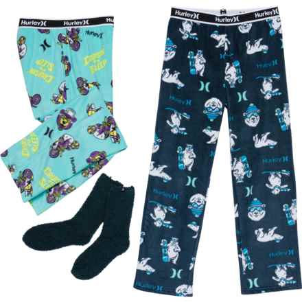 Hurley Boys Pajama Pants and Socks Set - 3-Piece in Dynamic Turq