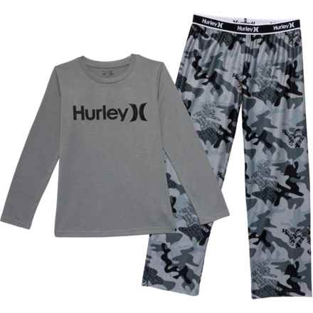 Hurley Boys Shirt and Lounge Pants Set - Long Sleeve in Grey Camo