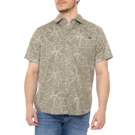 Hurley Caryota Print Woven Shirt- Short Sleeve in Olive/Khak