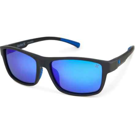 Hurley Clean Beveled Rectangle Sunglasses - Polarized Mirror Lenses (For Men) in Matte Black