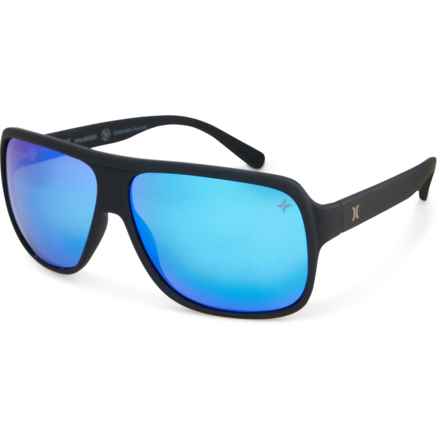 Hurley Eco Shield Sunglasses - Polarized Mirror Lenses in Black/Blue