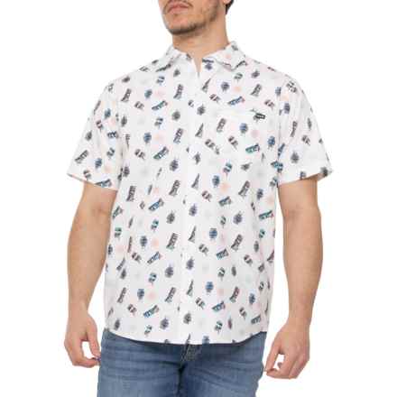 Hurley Freaky Tiki Print Woven Shirt- Short Sleeve in White/Bright