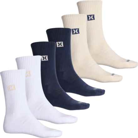 Hurley Half-Cushion Terry Socks - 6-Pack, Crew (For Men) in White/Nude
