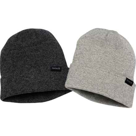 Hurley Harlow Beanies - 2-Pack (For Men) in Heather Black/Heather Grey