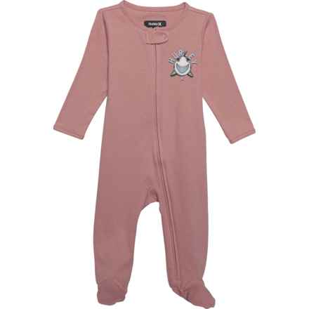 Hurley Infant Boys Footed Coveralls - Long Sleeve in Camellia Rose Snow Yarn