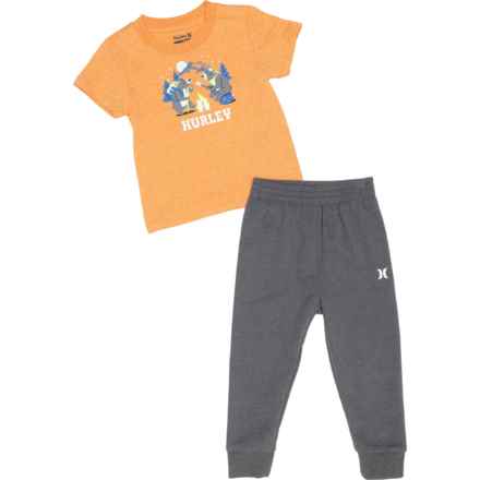 Hurley Infant Boys Graphic T-Shirt and Pants Set - Short Sleeve in Clementine Heather
