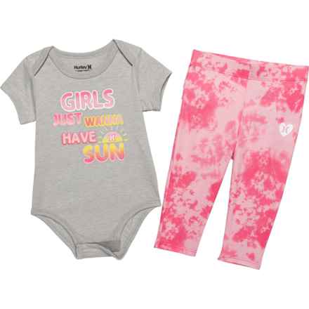 Hurley Infant Girls Baby Bodysuit and Leggings Set - Short Sleeve in Hyper Pink