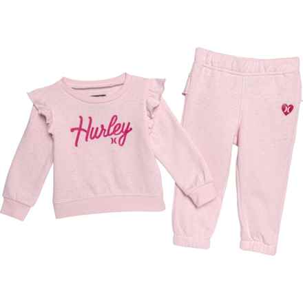 Hurley Infant Girls Sweatshirt and Joggers Set in Arctic Pink