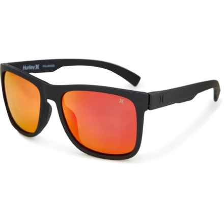 Hurley Large Square Sunglasses - Polarized Mirror Lenses (For Men) in Black/Red