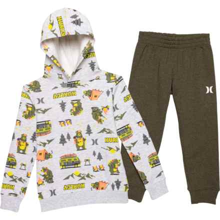 Hurley Little Boys Fleece Hoodie and Joggers Set in Army Heather