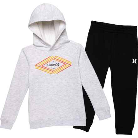 Hurley Little Boys Fleece Hoodie and Joggers Set in Birch Heather