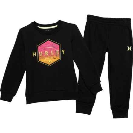 Hurley Little Boys Fleece Hoodie and Joggers Set in Black