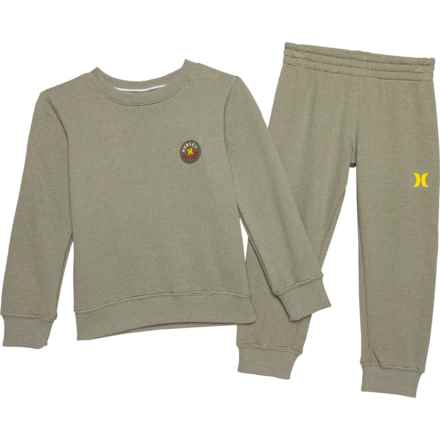 Hurley Little Boys Fleece Sweatshirt and Pants Set in Army