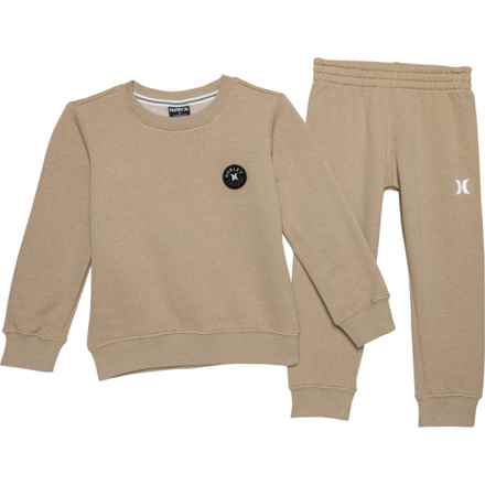 Hurley Little Boys Fleece Sweatshirt and Pants Set in Khaki