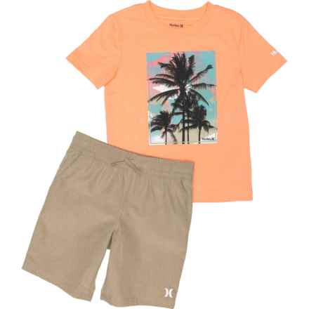 Hurley Little Boys Graphic T-Shirt and Woven Shorts Set - Short Sleeve in Khaki