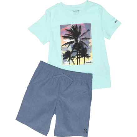 Hurley Little Boys Graphic T-Shirt and Woven Shorts Set - Short Sleeve in Shoreline