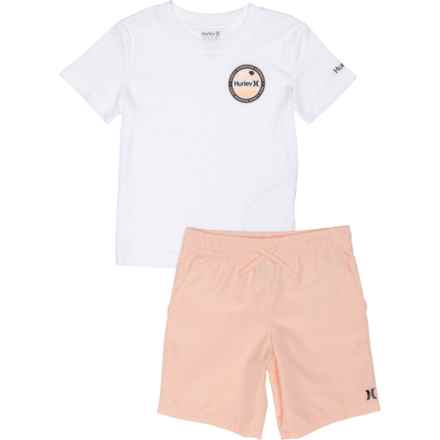 Hurley Little Boys Graphic T-Shirt and Woven Shorts Set - Short Sleeve in Sunset Glow