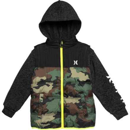 Hurley Little Boys Hybrid Wind Jacket - Insulated in Green Camo