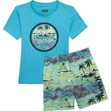 Hurley Little Boys Jersey T-Shirt and Knit Shorts Set - Short Sleeve in Blue Lazer
