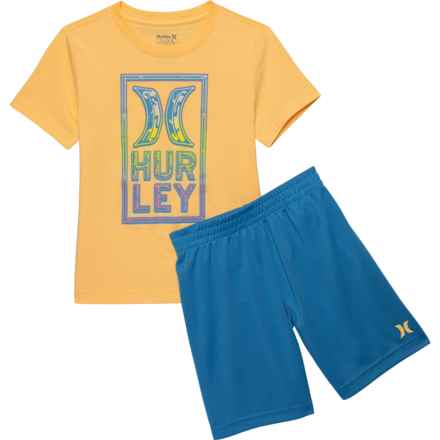 Hurley Little Boys Knit T-Shirt and Shorts Set - Short Sleeve in Melon Tint