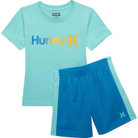 Hurley Little Boys Logo T-Shirt and Shorts Set - Short Sleeve in Aurora Green