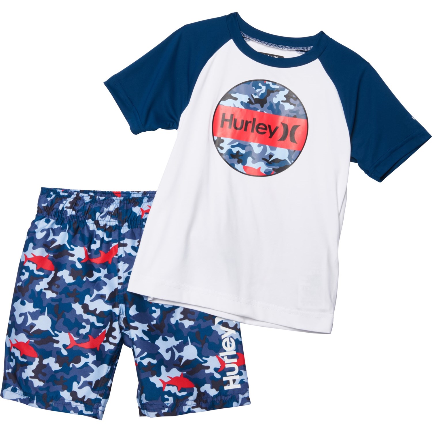 Hurley Little Boys Rash Guard and Swim Shorts Set - UPF 50+, Short ...