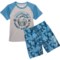 Hurley Little Boys Rash Guard and Swim Trunks Set - UPF 50+, Short Sleeve in Indo Blue