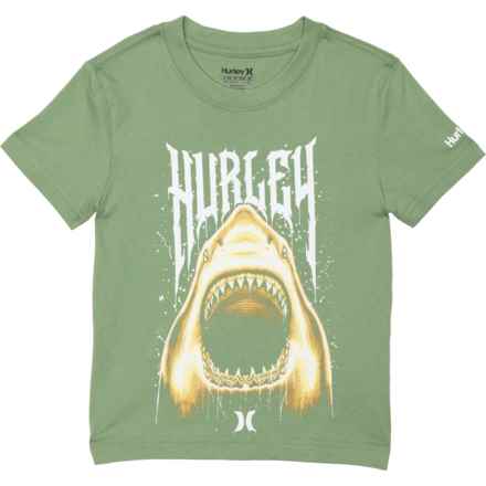 Hurley Little Boys Shark T-Shirt - Short Sleeve in Palm Green