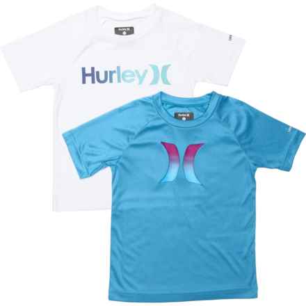 Hurley Little Boys Sun Shirts - UPF 50+, 2-Pack, Short Sleeve in Neptune Blue Heather