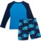 2HFPJ_2 Hurley Little Boys Swim Shirt and Shorts Set - UPF 50+, Long Sleeve