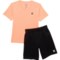 Hurley Little Boys T-Shirt and French Terry Short Set - Short Sleeve in Bright Mango