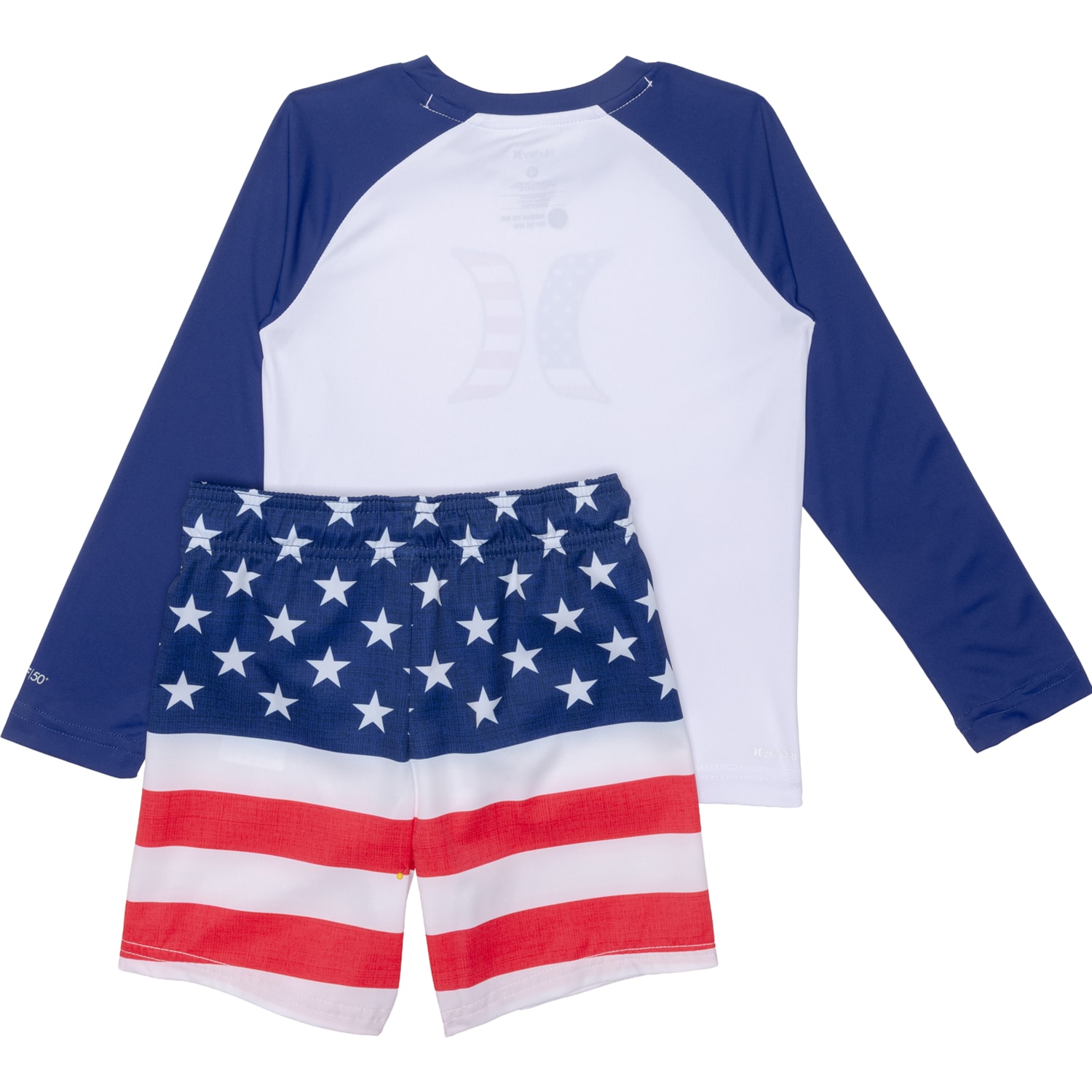 Hurley Little Boys USA Rash Guard and Swim Shorts - UPF 50+, Long