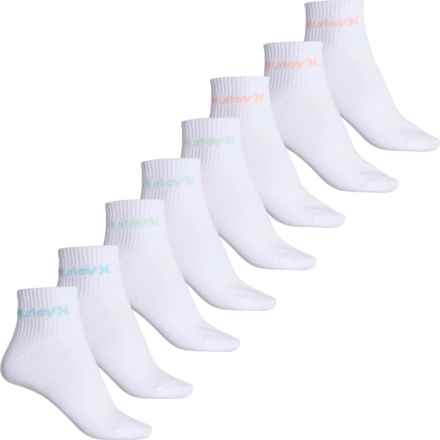 Hurley Logo Socks - 8-Pack, Quarter Crew (For Women) in White/Light Pink