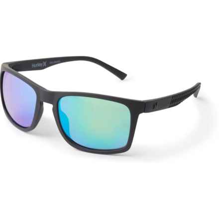 Hurley Mod Keyhole Rectangle Sunglasses - Polarized Mirror Lenses (For Men) in Black