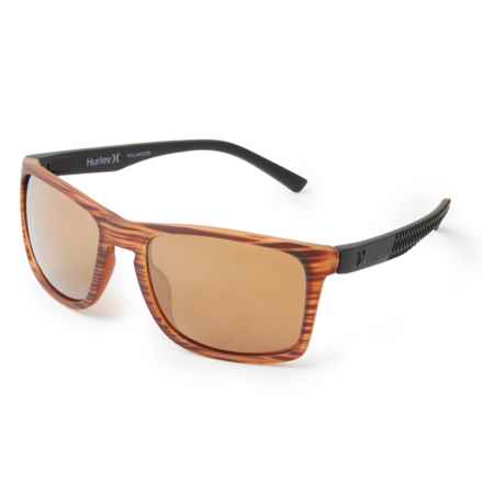 Hurley Mod Keyhole Rectangle Sunglasses - Polarized Mirror Lenses (For Men) in Brown Striated