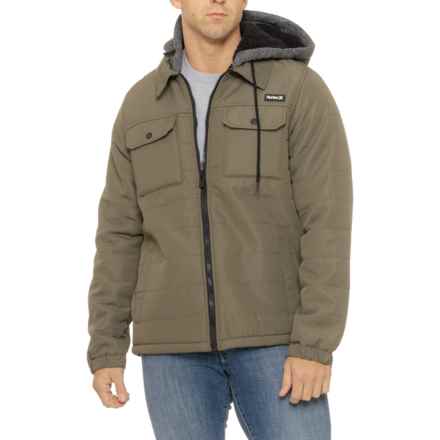 Hurley Ostro Sherpa-Lined Quilted Hooded Jacket - Insulated in Olive